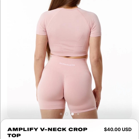 XS ALPHALETE V NECK CROP TOP - Picture 2 of 4